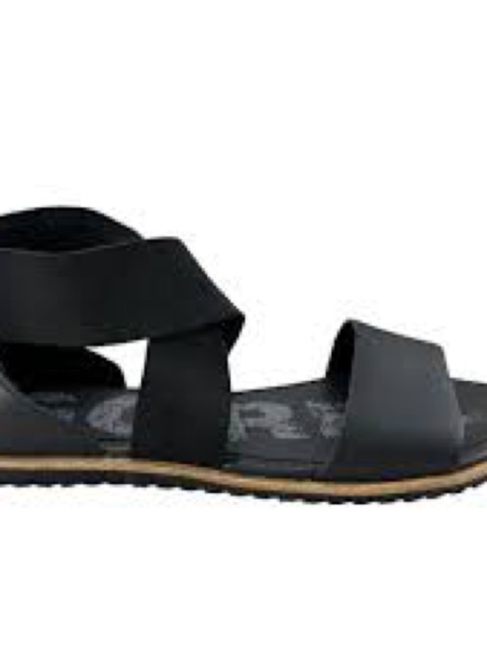 Sorel Ella Black Leather Gladiator Sandals Flat Elastic Strap size 7.5